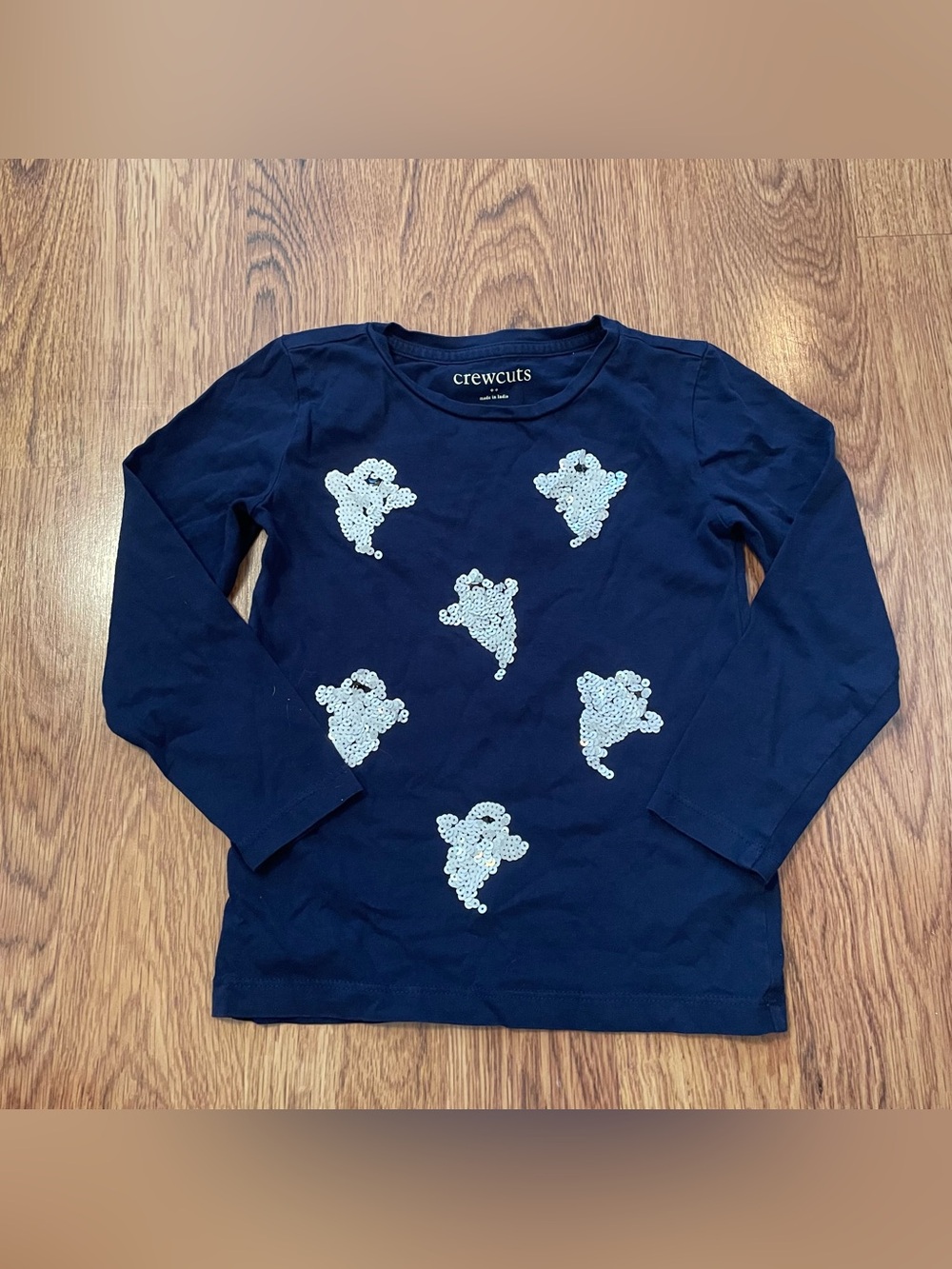 Crewcuts Long Sleeve Tee with Silver Sequin Ghosts 4/5